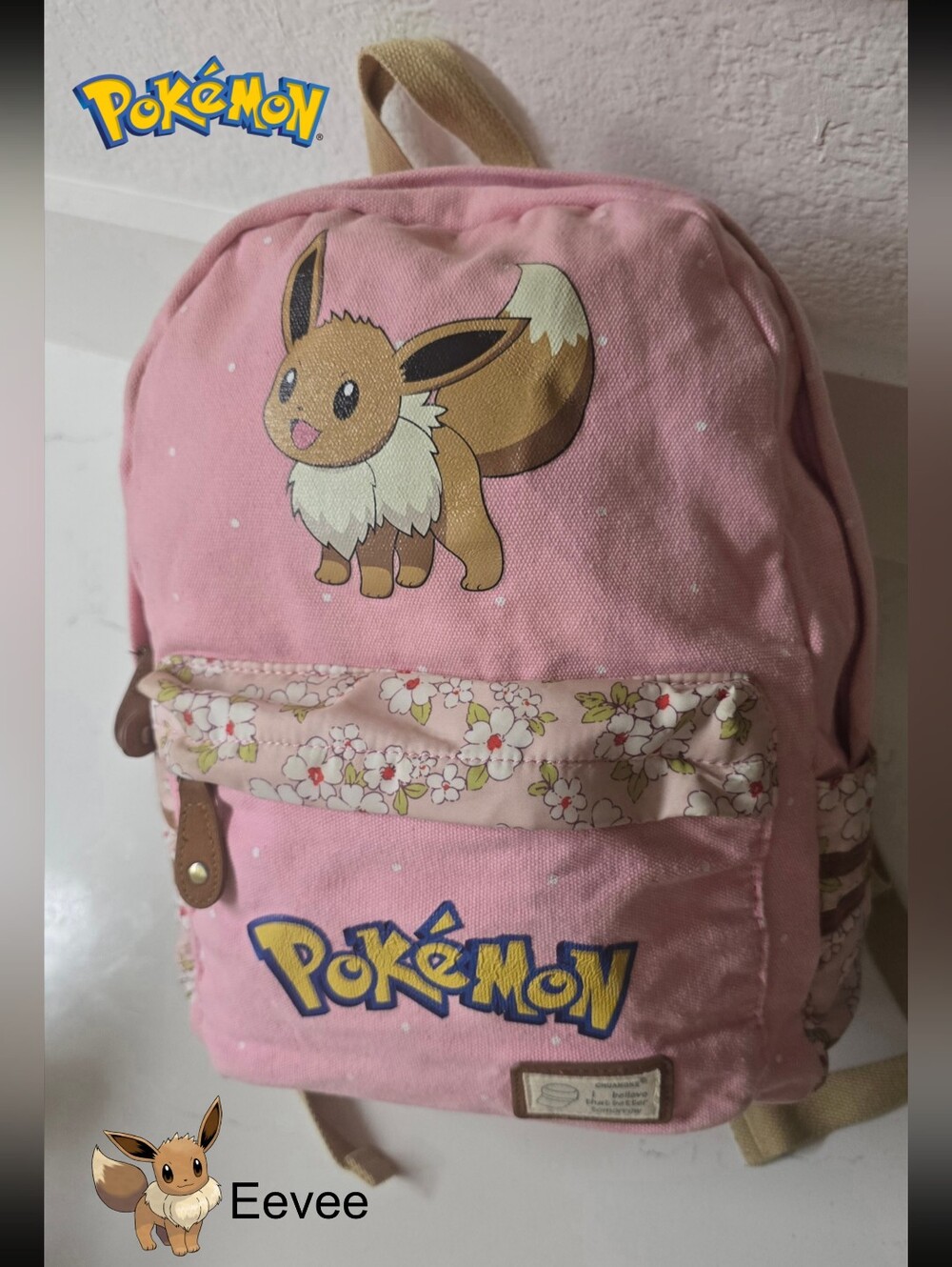 Pokemon Eevee Pink Floral Backpack